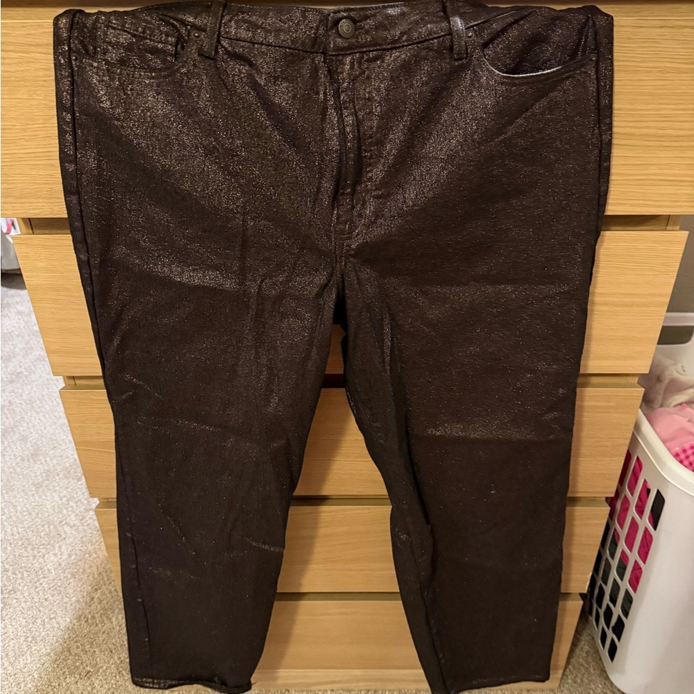 Shiny black jeans old navy